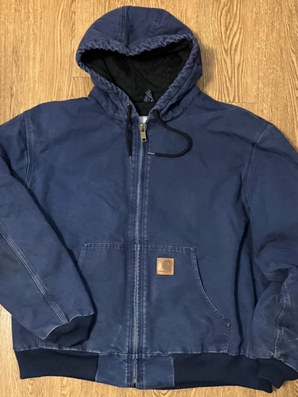 Vtg Carhartt 376-20 Active Jacket Mens 2XL Regular Navy Blue Thermal Lined Duck